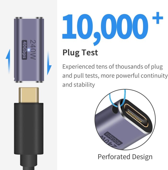 Adapter USB C żeński na żeński 240 W, adapter USB C żeński na żeński, złącze USB typu C obsługuje 8K przy 60 Hz - obrazek 4